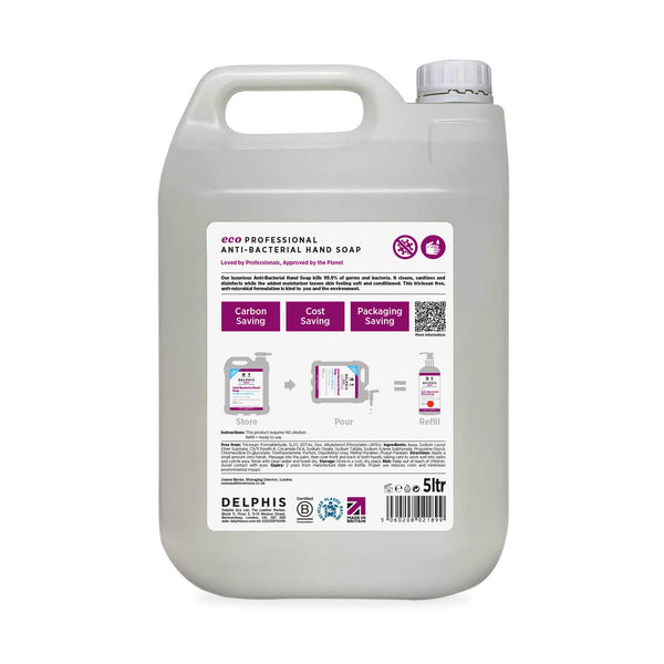 Delphis Eco Antibacterial Hand Soap 5L Back Label
