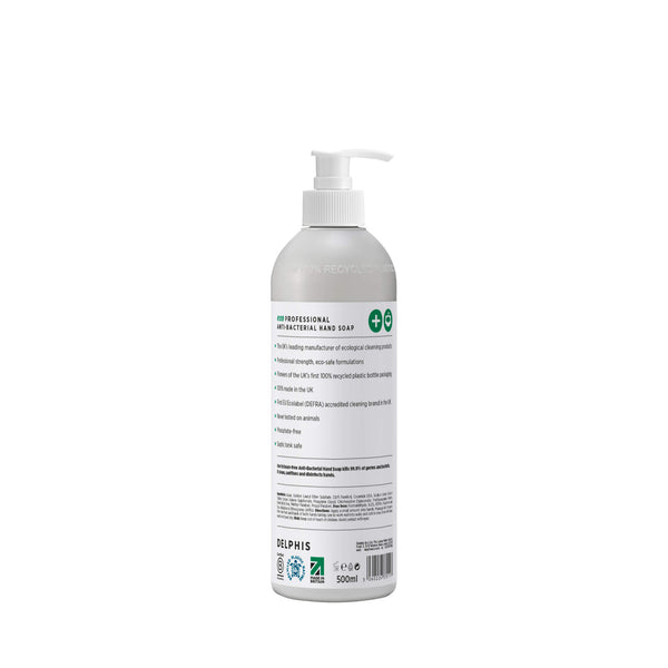Delphis Eco Commercial Anti-Bacterial Hand Soap 500ml Back Label