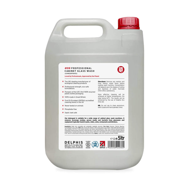 Delphis Eco Commercial Cabinet Glass Wash 5L Back Label