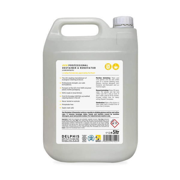 Delphis Eco Commercial Destainer and Renovator 5L Back Label