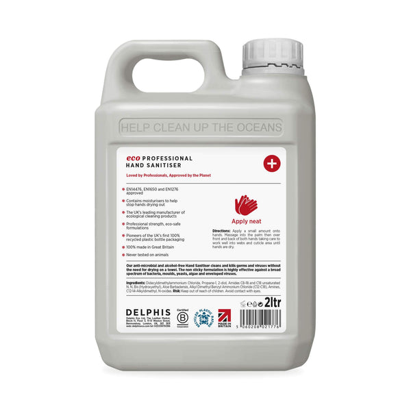 Delphis Eco Commercial Hand Sanitiser 2L Back Label