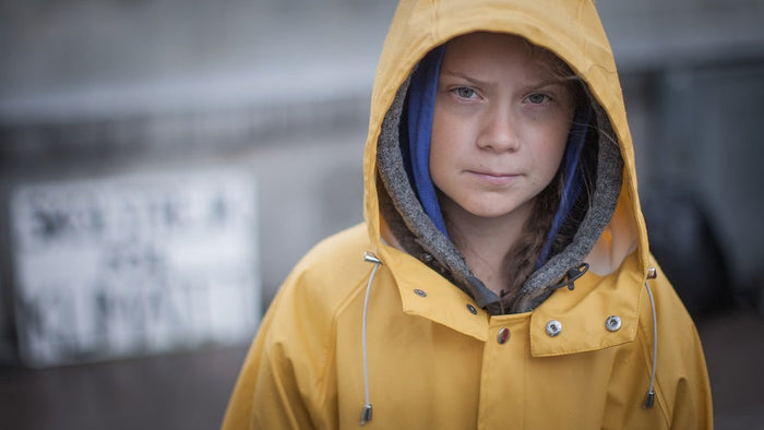 Greta Thunberg in Yellow Rain Mac