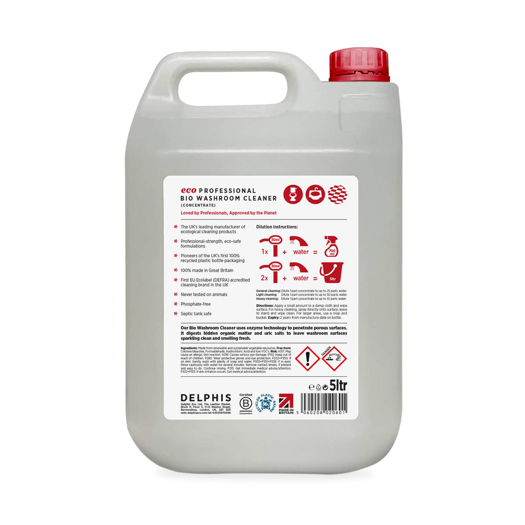 Delphis Eco Commercial Bio Washroom Cleaner 5L Back Label