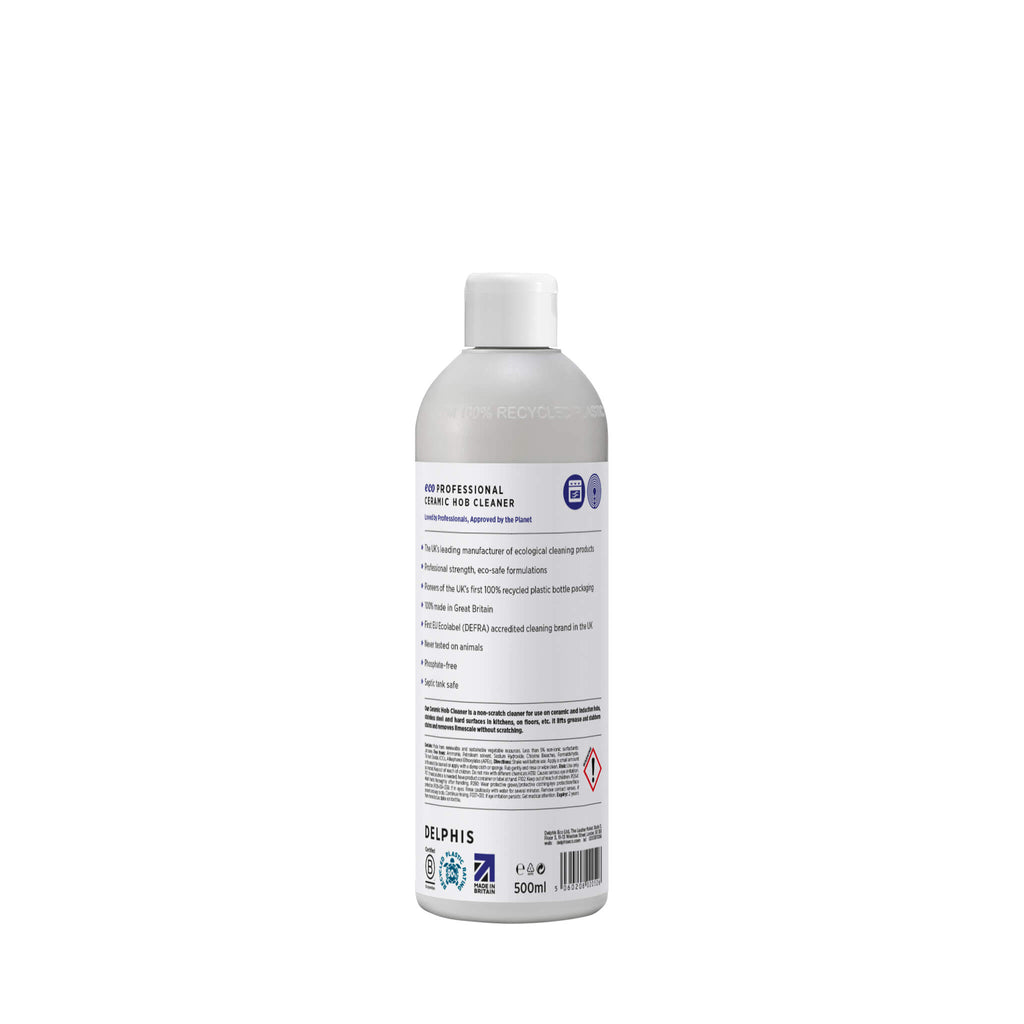 Delphis Eco Commercial Ceramic Hob Cleaner 500ml Back Label