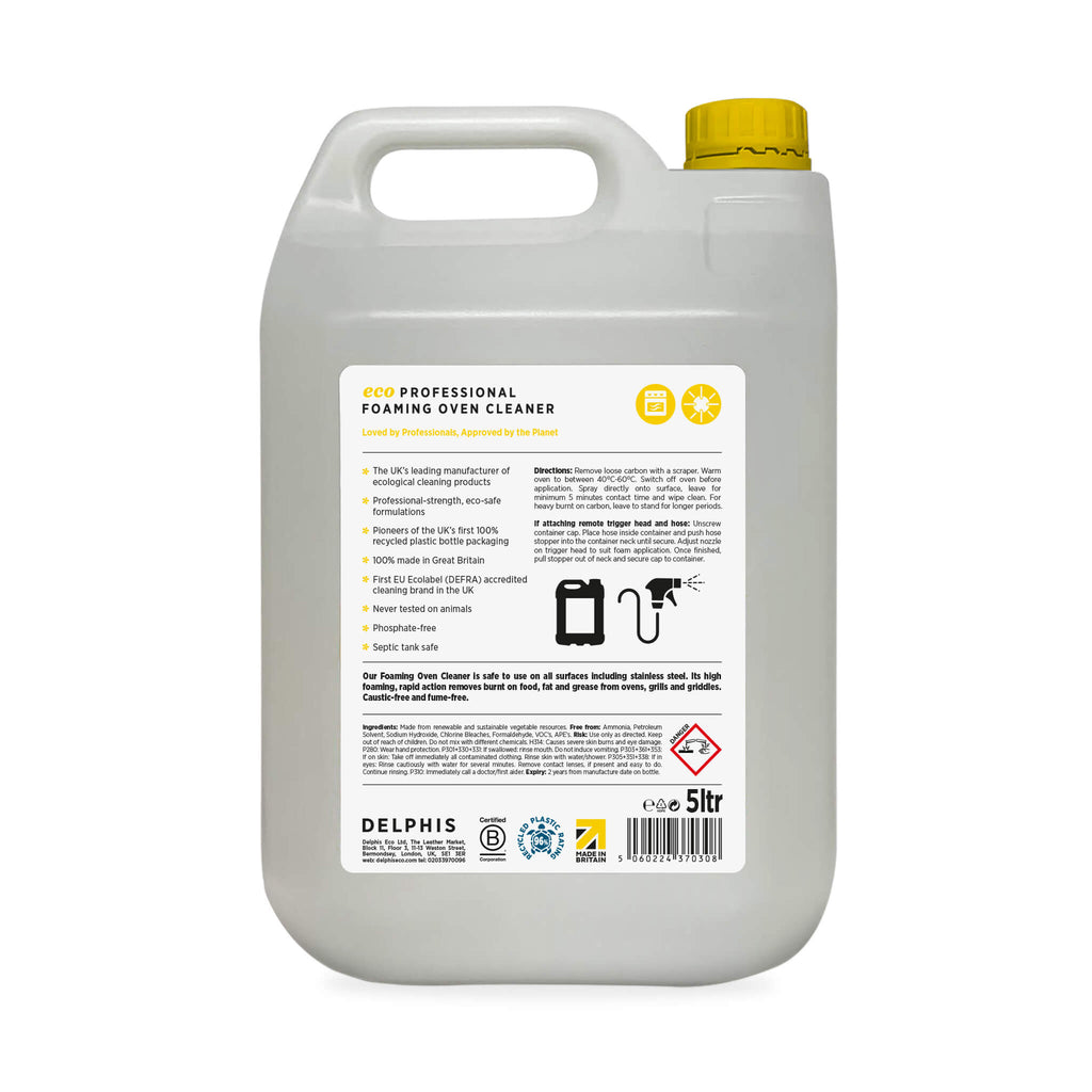 Delphis Eco Commercial Foaming Oven Cleaner 5L Back Label