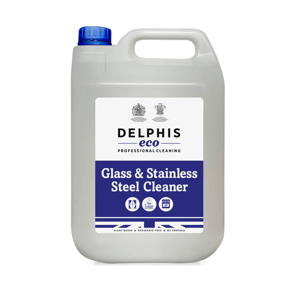 Delphis Eco Commercial Glass and Stainless Steel Cleaner 5L Front Label