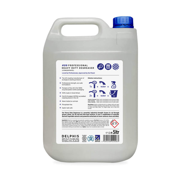 Delphis Eco Commercial Heavy Duty Degreaser 5L Back Label