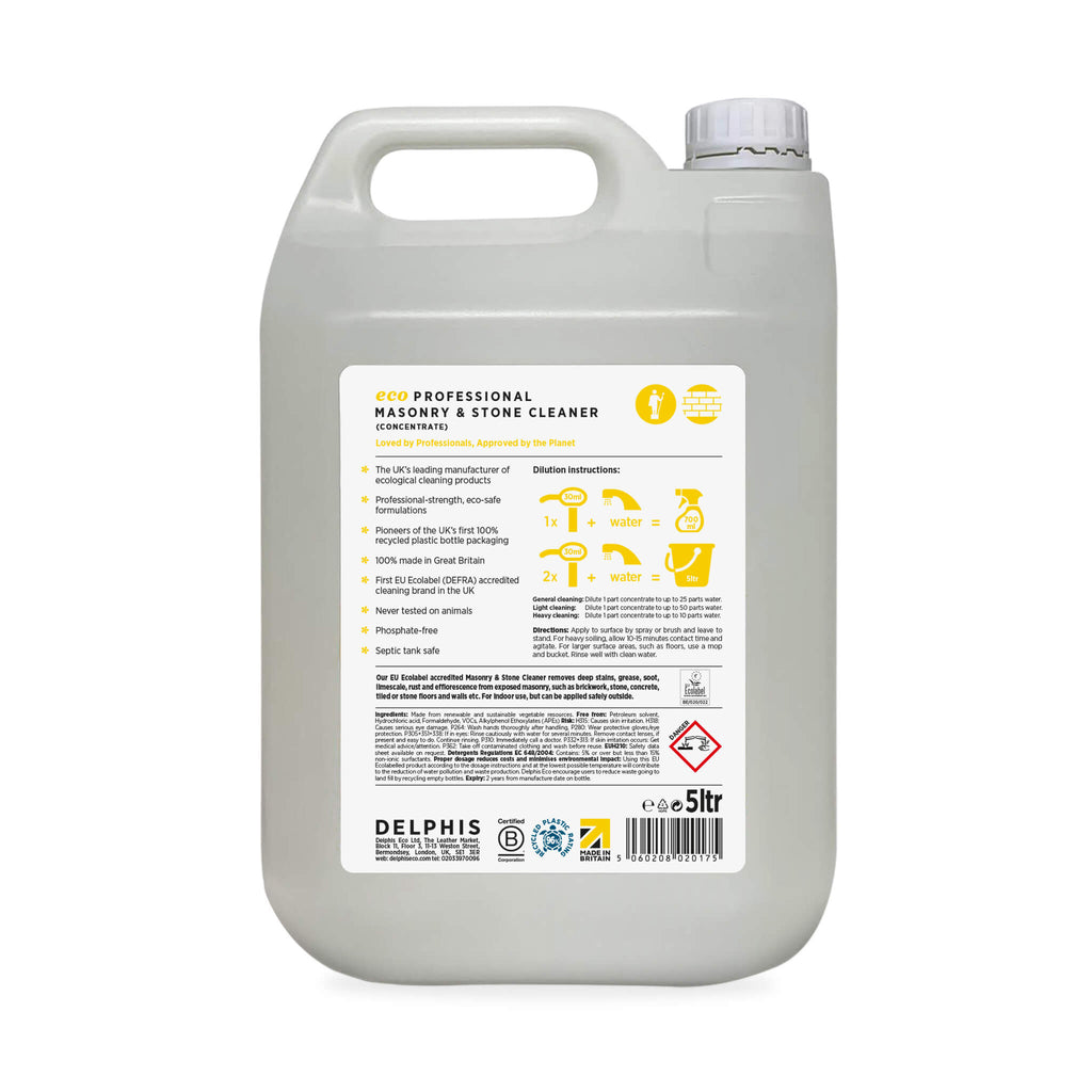 Delphis Eco Commercial Masonry and Stone Cleaner 5L Back Label