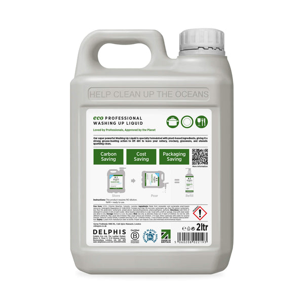 Delphis Eco Washing Up Liquid 2L Back Label