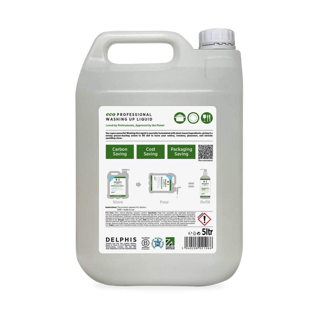 Delphis Eco Washing Up Liquid 5L Back Label